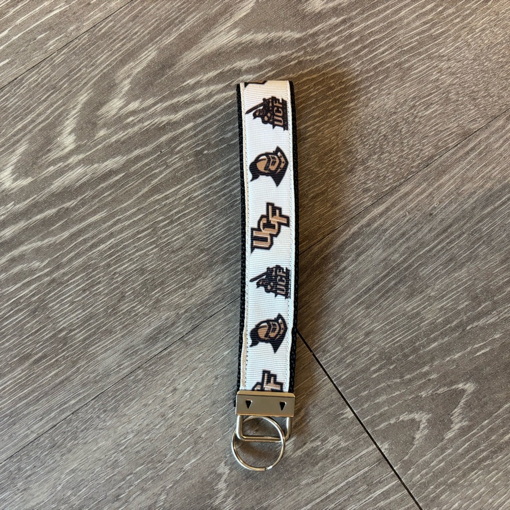 UCF Knights White and Black Key Fob Wristlet